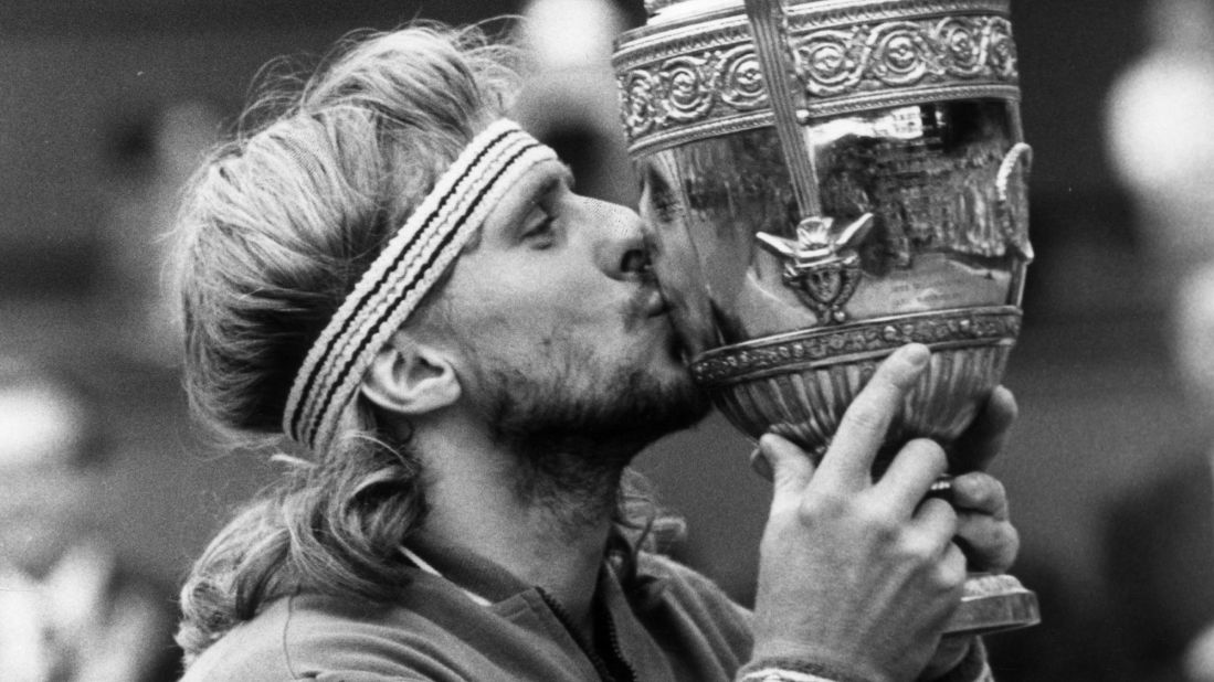 Tennis legend Bjorn Borg of Sweden, seen here kissing the Wimbledon men's singles trophy after winning it for the fifth time, retired at age 26 in 1983, shocking the tennis community. Borg won 11 Grand Slam titles. He attempted a comeback in 1991, but it was short-lived, because he was unfit and still using a wooden racket.