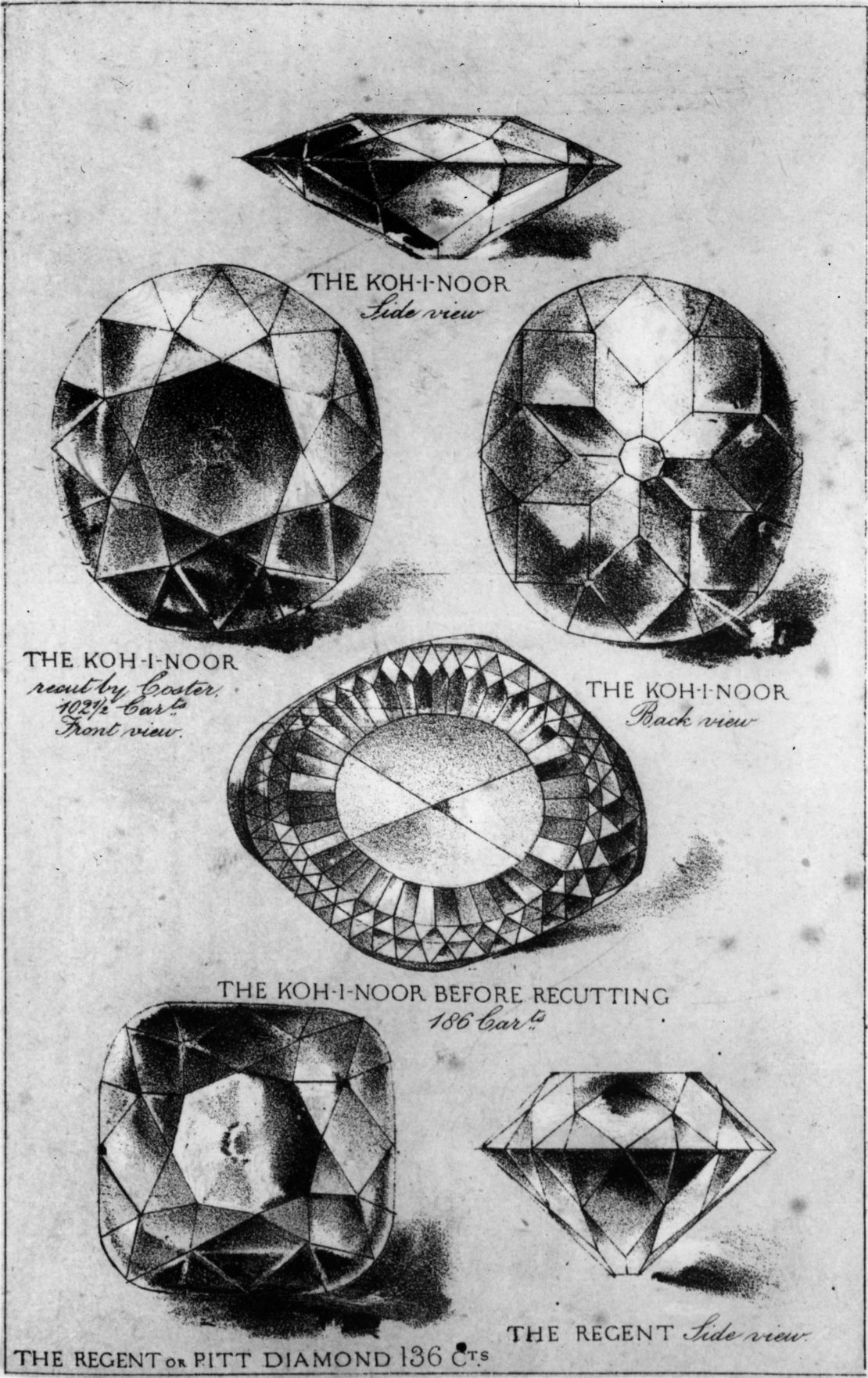 Sketches of the Kohinoor from circa 1860.