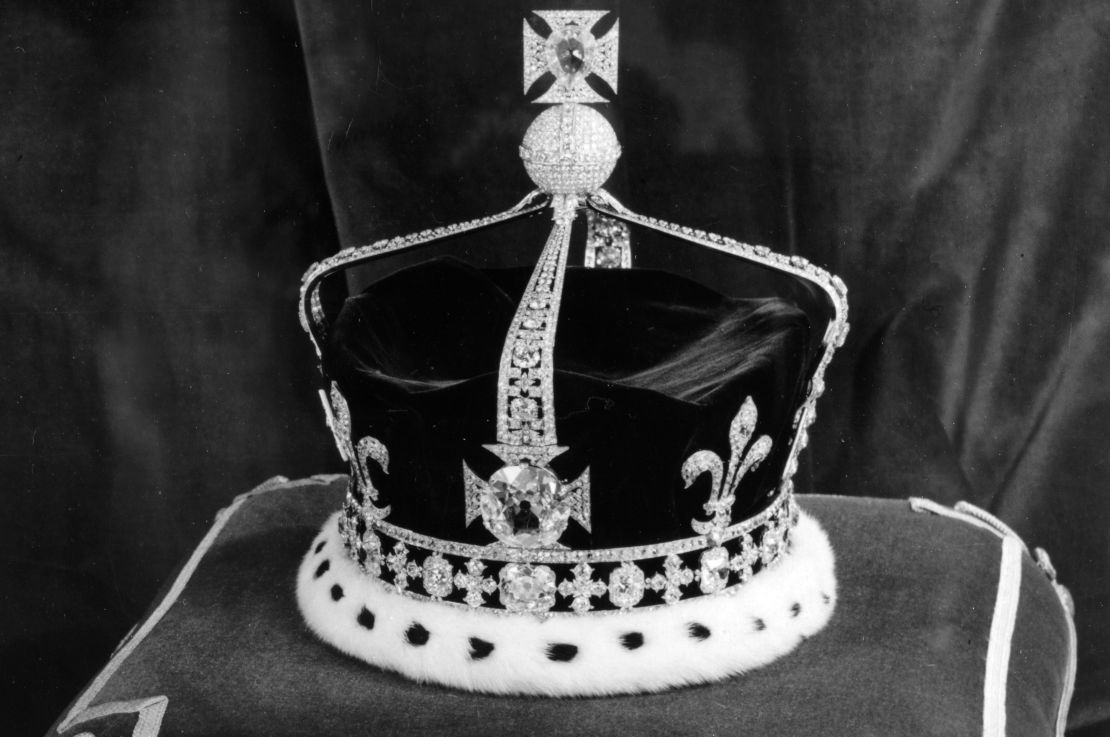The Kohinoor diamond currently sits in the center of the front cross of the Queen Mother's crown.