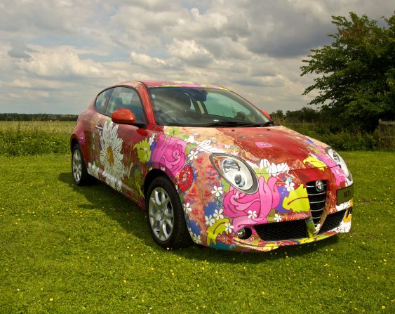 Pretty in pink: In 2011, artist Louise Dear was commissioned by Alfa Romeo to create this special car to celebrate the launch of the new eco-friendly Alfa Romeo MiTo 1.3 JTDM-2.