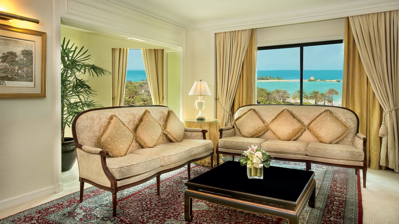 The $3,450-a-night Royal Suite comes with a dining room that seats eight, three LED TVs, a master bedroom, two bathrooms, a Jacuzzi and a large majlis communal seating area.