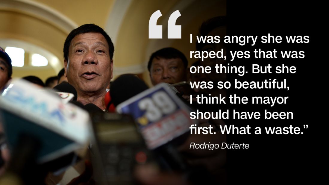Duterte made international headlines in April 2016 with his inflammatory comments on the 1989 rape and murder of an Australian missionary that took place in Davao City.
