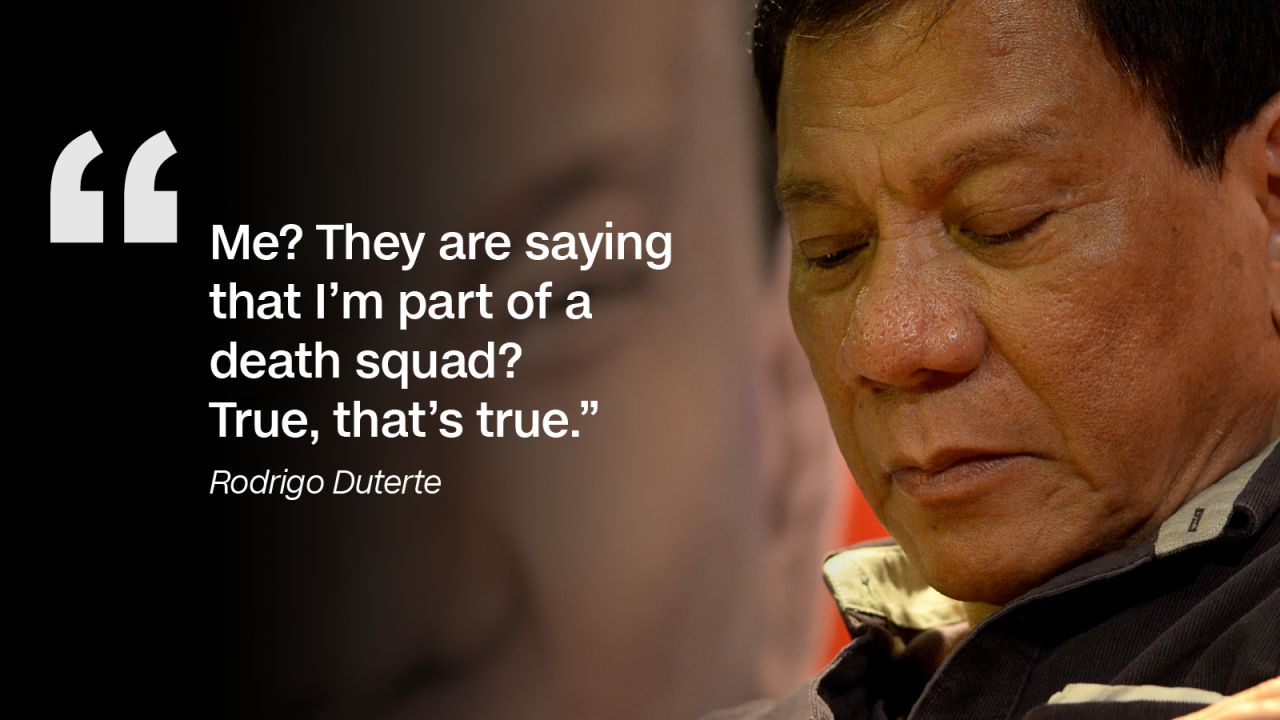 Although he later denied the accusations, the former Davao City mayor admitted his links to the alleged Davao death squad in a May 2015 broadcast of his local television talk show. 
