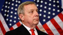 Senate Majority Whip Sen. Richard Durbin (D-IL) listens during a news conference on Capitol Hill December 3, 2009 in Washington, DC. 