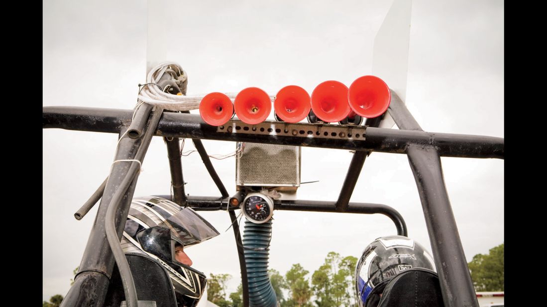 These swamp buggies, part dragster and part boat, are built from scratch and take loads of time and money to create. Competitors can spend nearly $100,000 or more into these custom-created machines. 