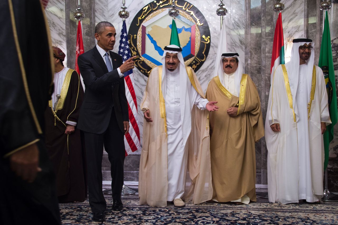 The United States and Saudi Arabia have been divided over a slew of issues, including the approach to the wars in Syria and Yemen, the Iranian nuclear deal and the influence Tehran wields in Iraq. Here, Obama appears with Saudi King Salman, Bahrain's King Hamad bin Isa Al Khalifa and Abu Dhabi Crown Prince Mohamed bin Zayed Al Nahyan during the Riyadh summit on April 21.