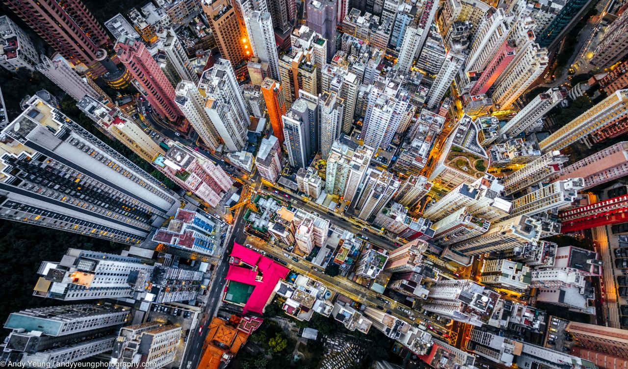 "What I like most about working with drones is we can see things we normally don't have access to," photographer Andy Yeung tells CNN. Click on to see how the Hong Konger has managed to capture the familiar in an original light.