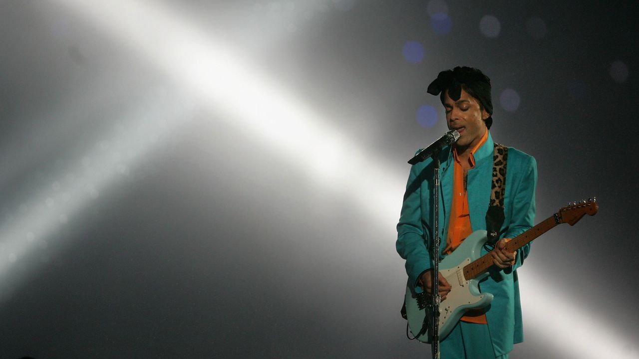 Prince performs during the halftime show at Super Bowl XLI at Dolphin Stadium in Miami Gardens, Florida, February 4, 2007.