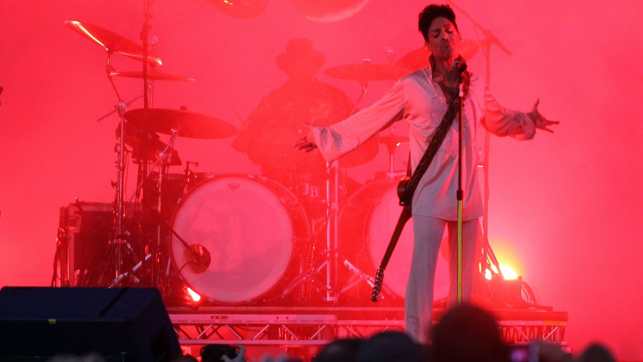 American pop legend Prince is pictured performing on the final night of the Hop Farm Music Festival in Kent, United Kingdom, in 2011.