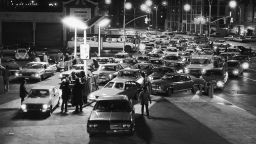 BROOKLYN, UNITED STATES - JANUARY 01:  Large crowd of cars lined up for gas at filling station on Saturday night during gas shortage crisis.  (Photo by Allan Tannenbaum/The LIFE Images Collection/Getty Images)