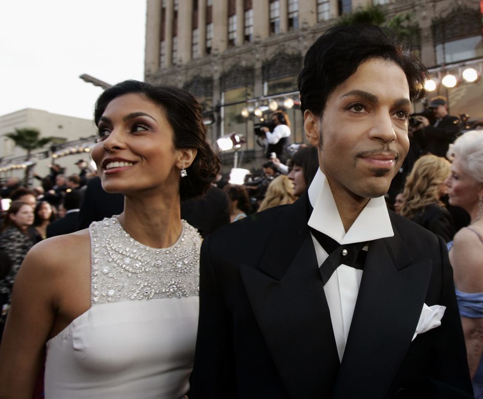 Prince arrives with his then-wife, Manuela Testolini, for the 77th Academy Awards on February 27, 2005, in Los Angeles. 