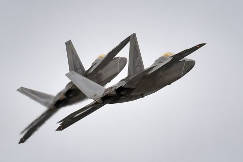 The twin-engine F-22 stealth fighter, flown by a single pilot and armed with a 20mm cannon, heat-seeking missiles, radar-guided missiles and radar-guided bombs, can perform both air-to-air and air-to-ground missions. The service has 183 of the Raptors, which went operational in 2005.