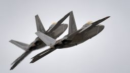 Two F-22 Raptors from the 3rd Wing at Joint Base Elmendorf-Richardson, Alaska, conduct approach training March 24, 2016. The F-22 is the Air Force's premium fifth-generation fighter asset. (U.S. Air Force photo/Justin Connaher)