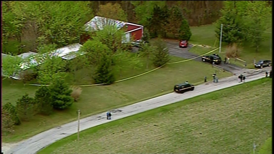 An aerial view of one of the crime scenes.