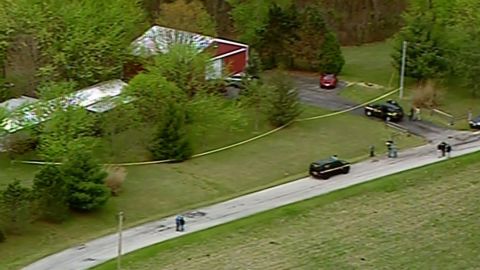 An aerial view of one of the crime scenes.