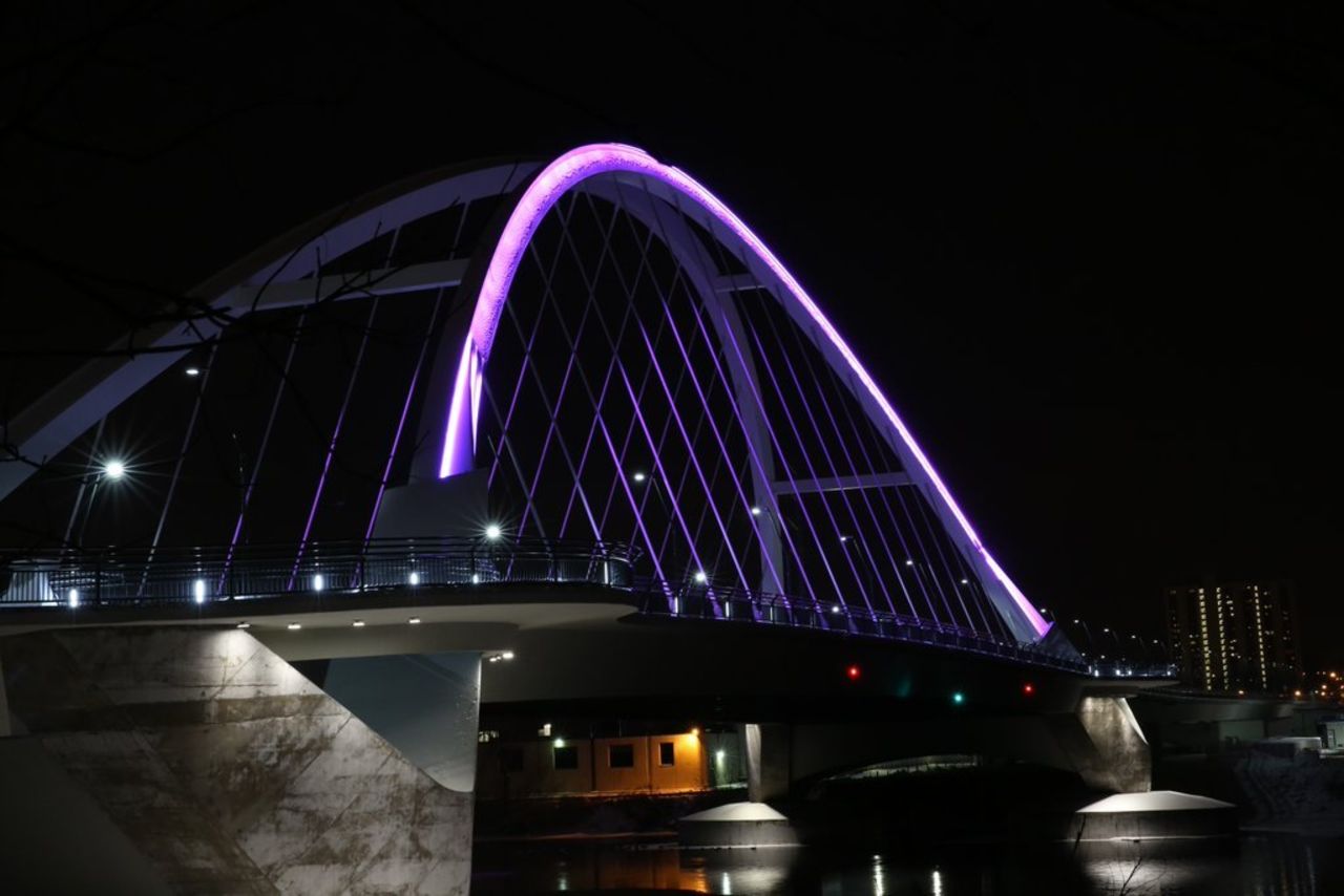 In Minnesota, the Lowry Avenue Bridge is lit up in  purple to honor Prince.