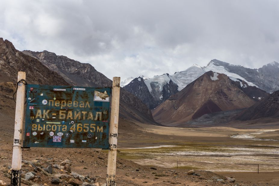 The Ak-Baital Pass though Tajikistan is the highest point along the Pamir Highway, at 4,655 meters above sea level.