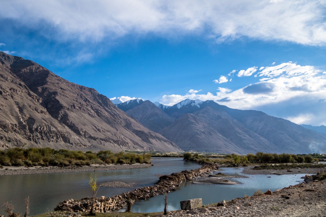 Once you enter the Wakhan Corridor, the Hindu Kush mountains tower above the Panj River.