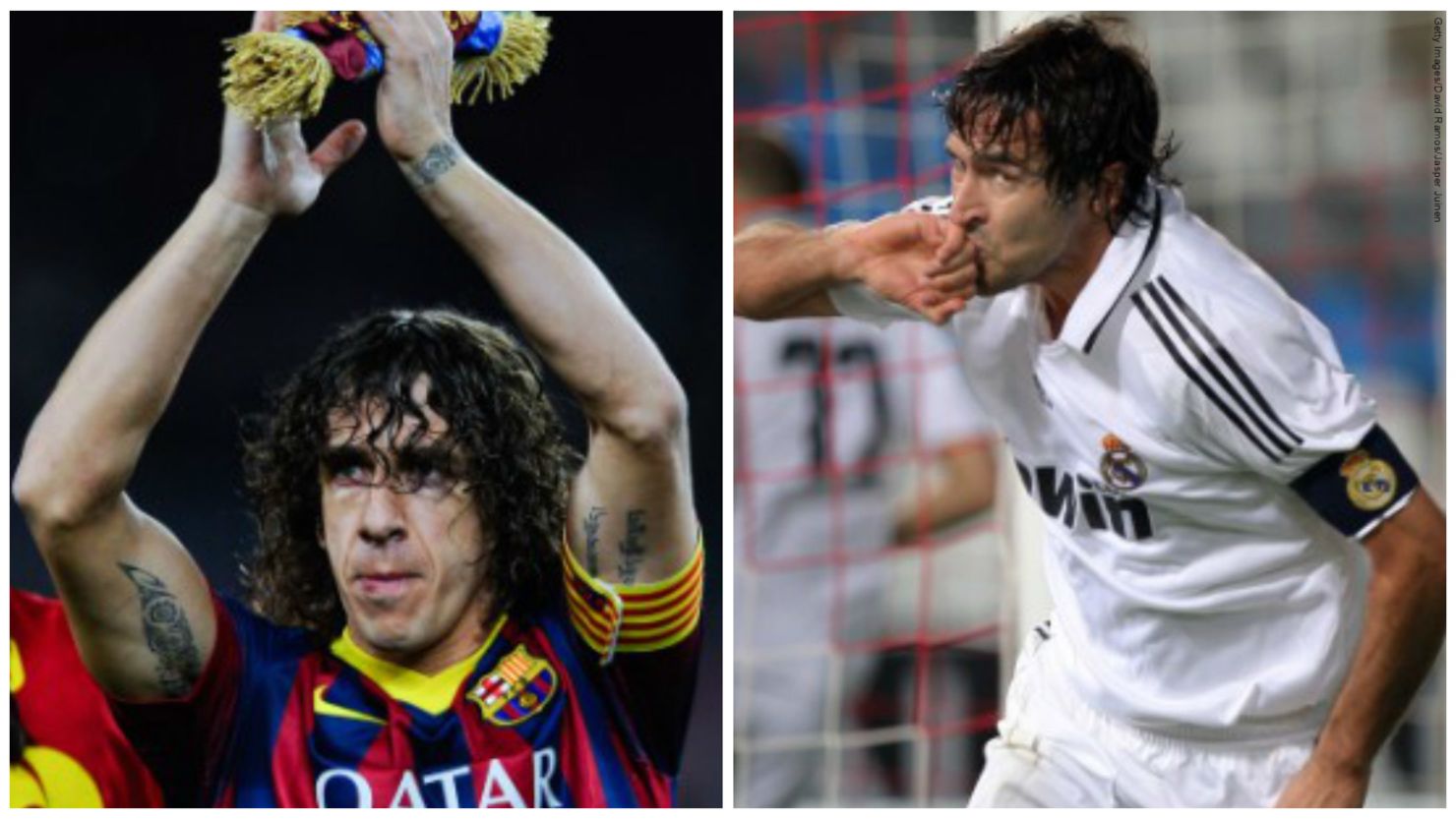 Old rival: Carles Puyol of Barcelona and Real Madrid's Raul.