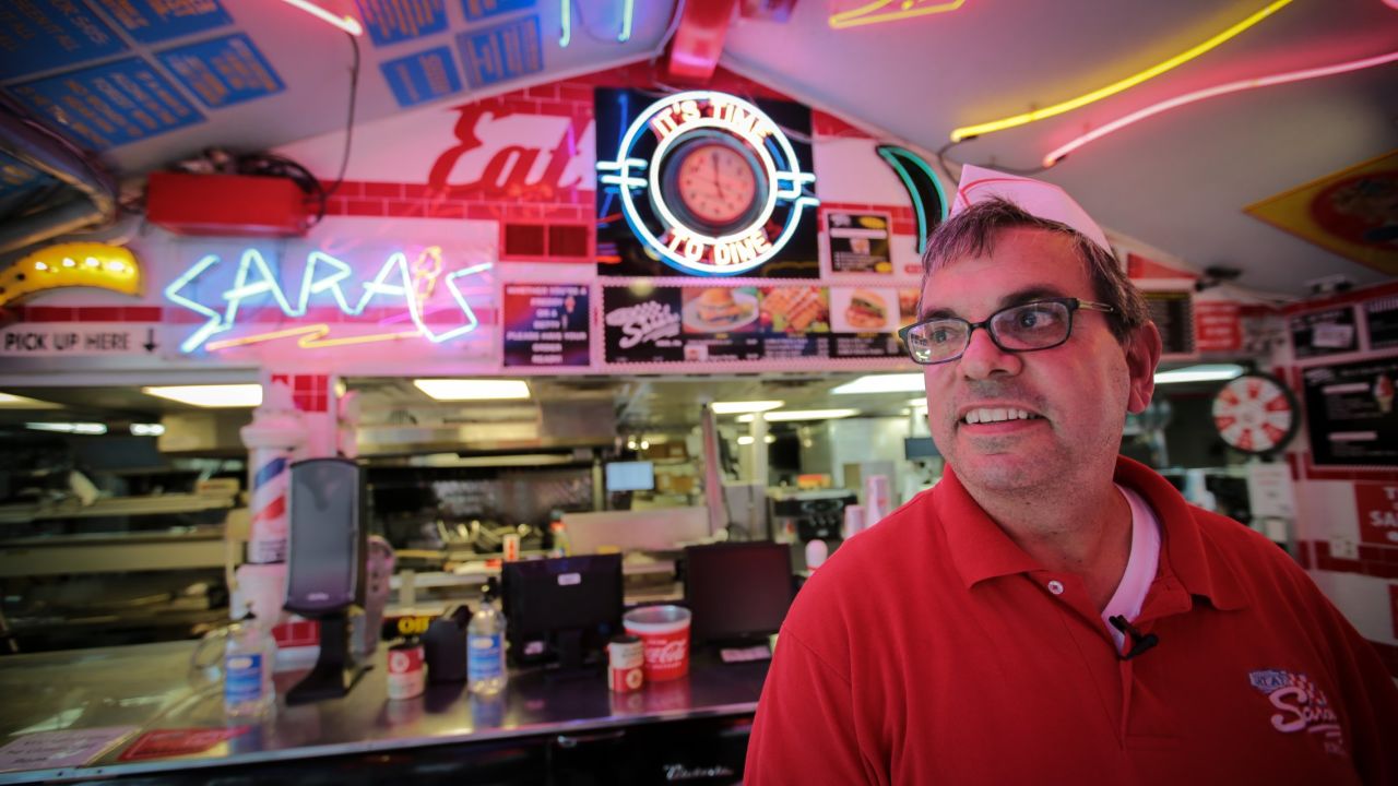 Sean Candela, 62, has lived in Erie his whole life, and owns two restaurants near the entrance of Presque Isle State Park. Its beach was recently voted the number one freshwater beach in the country, and the park is considered one Erie's gems, drawing a flood of tourists in the summer time to businesses like Candela's. He named his restaurants after his mother, Sara. "When I get tired, you think, well, you don't want anybody saying anything bad about your mother. So it gives you a little bit of extra energy," he says. 
Candela has not decided which presidential candidate he'll vote for this year, though as a business owner, one of his top priorities is to be able to do his job "with as little interference as possible." He says he understands both Donald Trump's and Bernie Sanders' appeal. But, he adds: "There's appeal and there's reality. Can anybody in the system get a lot accomplished anymore?"