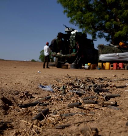 Empty ammunition cases litter the ground, untouched since they flew from the machine guns used in a skirmish between the Nigerian army and Boko Haram fighters.
