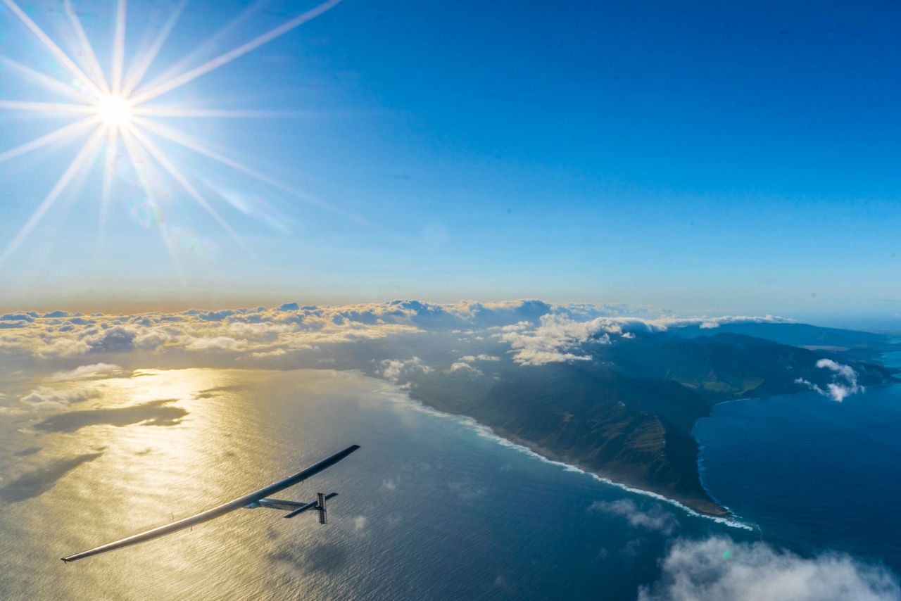 Solar Impulse 2 departs Hawaii for the two-and-a-half day flight to California, the 9th leg of its round-the-world trip. 