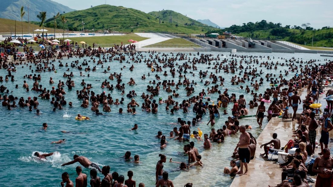 This, believe it or not, will be the whitewater venue for canoe slalom during the Olympics. Until then, it's a great place to take a dip.