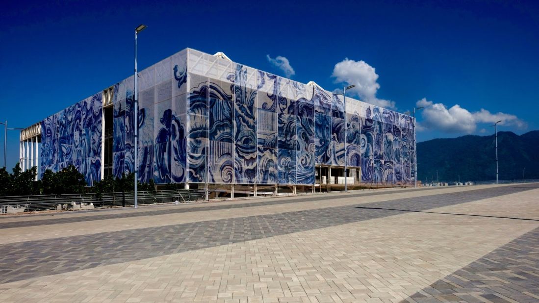 International Olympic Committee inspectors say Rio's venues are 98 percent complete, with just over three months to go. This is the aquatics venue from the outside.