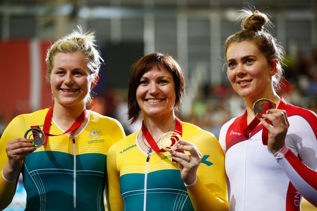 Varnish (far right) poses with bronze medal at the 2014 Commonwealth Games in Glasgow, Scotland.