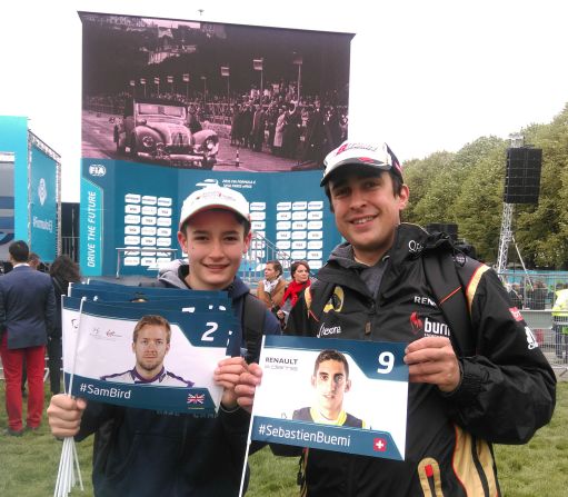 We found brothers Romain (right) and Tibo enjoying the sights and sounds of the eVillage. They said the "ambiance" for the race was good and were hoping for a win on home soil for Renault e.Dams driver Nico Prost. <a href="index.php?page=&url=http%3A%2F%2Fedition.cnn.com%2F2016%2F04%2F23%2Fmotorsport%2Fformula-e-paris-di-grassi%2Findex.html" target="_blank">(Read race report)</a>