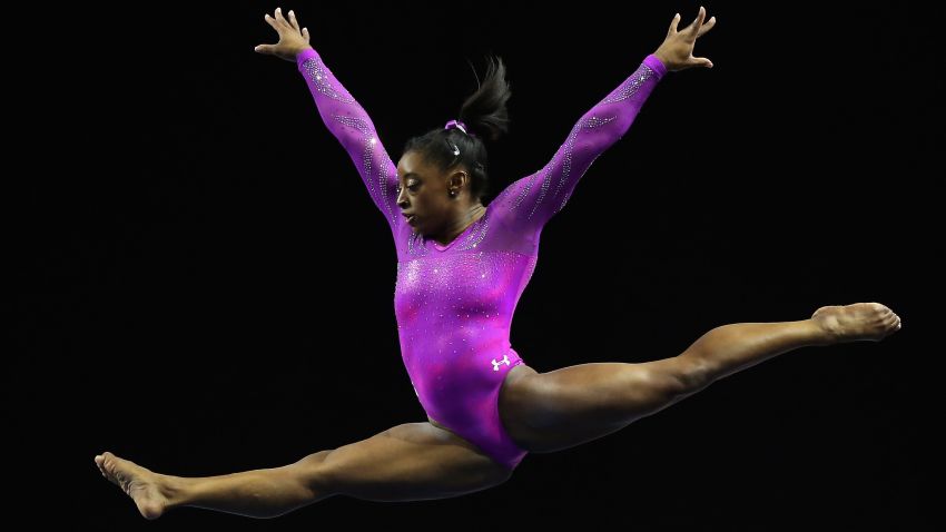 EVERETT, WA - APRIL 09:  Simone Biles of the United States competes in the floor exercise during Day 2 of the 2016 Pacific Rim Gymnastics Championships at Xfinity Arena on April 9, 2016 in Everett, Washington.  Biles won the all-around competition.  (Photo by Ezra Shaw/Getty Images)