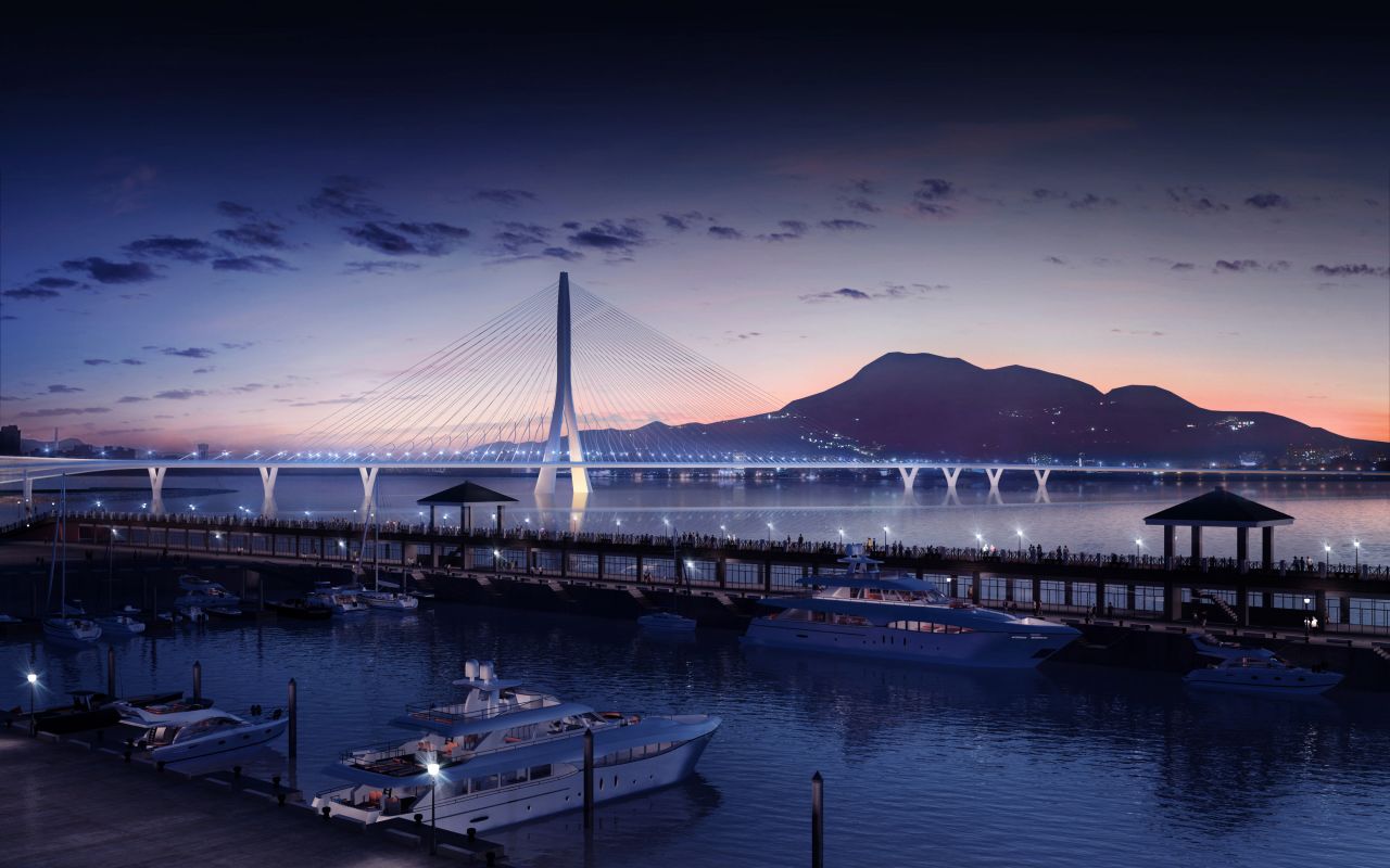 At just over 3,000 ft, the Danjiang Bridge -- one of the last commissions awarded to the late <a href="http://edition.cnn.com/2016/03/31/architecture/zaha-hadid-appreciation/">Zaha Hadid</a> -- will be the world's longest single-tower, asymmetric cable-stayed bridge, according to <a href="http://www.zaha-hadid.com/" target="_blank" target="_blank">the firm</a>. <br /><br />The subtle design is meant to have visual impact without obscuring the Taipei sunset. 