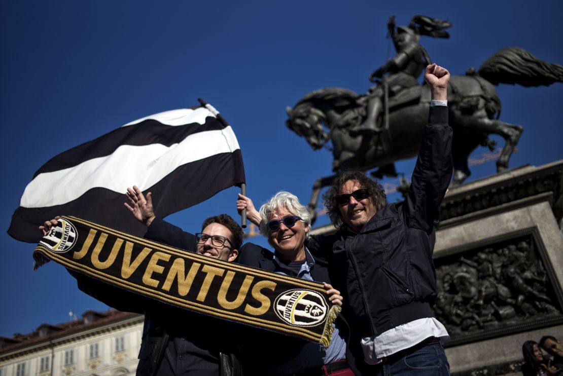 Juventus supporters celebrate in Turin after the club's latest "Scudetto" triumph.