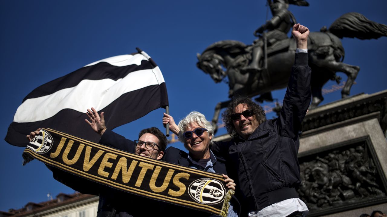 Juventus supporters celebrate in Turin after the club's latest "Scudetto" triumph.