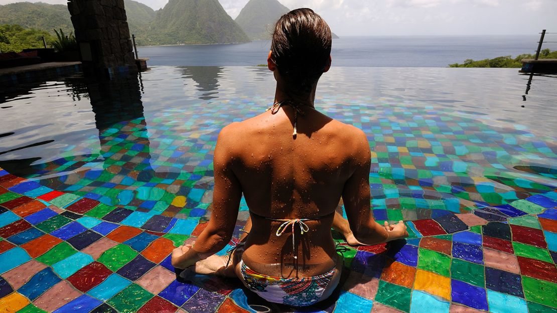 Jade Mountain has sprawling views of the Caribbean Sea.