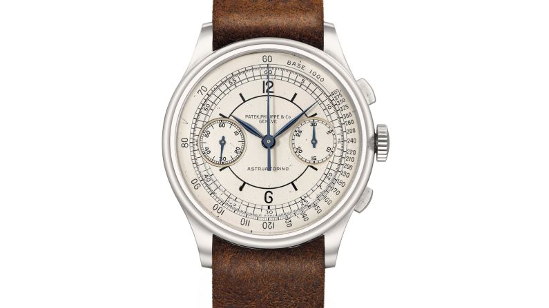 This rare Patek chrono, previously unknown to the market, is possibly one of a kind. It's one of the most impressive oversized chronographs ever made by Patek Philippe, produced in 1938 and retailed by Italy's Astrua. Christie's notes it "rewrites the book" for the reference 530.