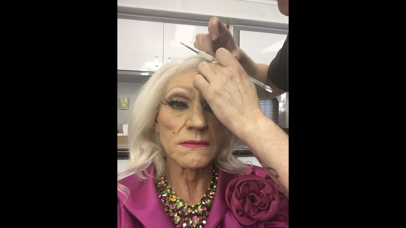 "Something is happening in Hollywood tonight," <a href="https://twitter.com/SirPatStew/status/722251866793316353" target="_blank" target="_blank">tweeted actor Patrick Stewart</a> as he has makeup applied on Monday, April 18. He appeared in drag for a screening of his TV show "Blunt Talk."