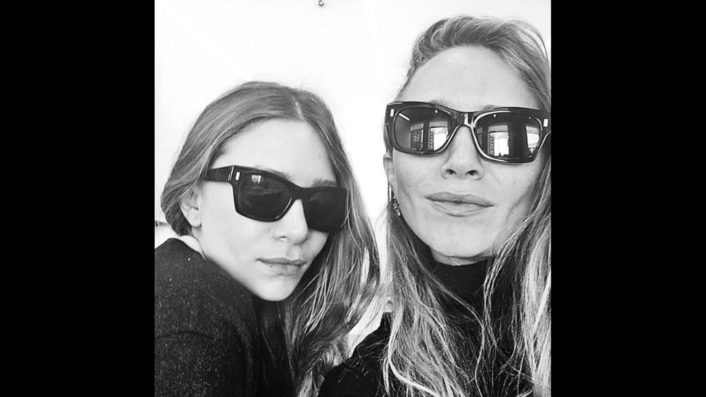 Twin actresses Mary-Kate and Ashley Olsen take their <a href="https://www.instagram.com/p/BEJh3RuuGYD/" target="_blank" target="_blank">"first public selfie ever"</a> in this photo posted by the Sephora cosmetic company on Wednesday, April 13.