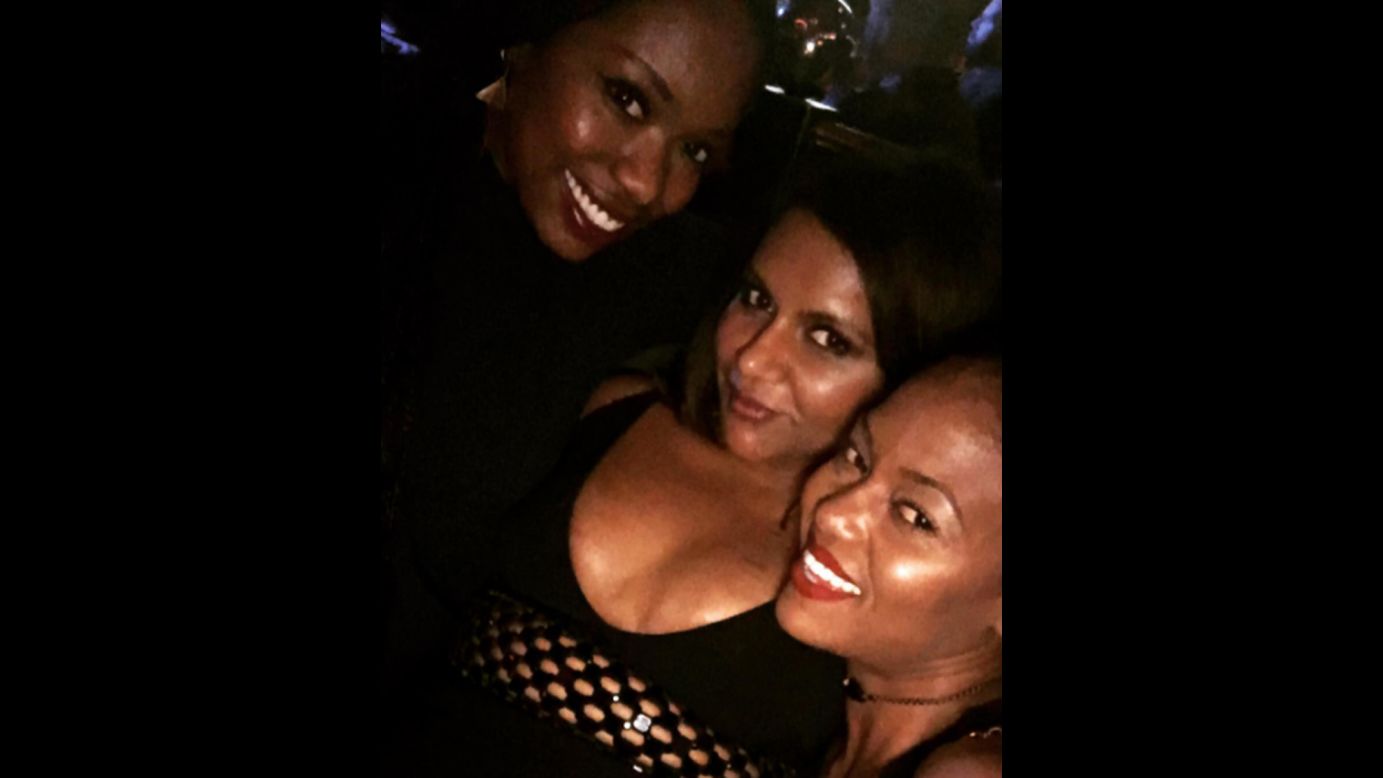 Xosha Roquemore, left, <a href="https://www.instagram.com/p/BEmzj3YrQB2/" target="_blank" target="_blank">attends a party</a> with fellow actresses Mindy Kaling, center, and Ashlee Olivia Jones on Sunday, April 24. 