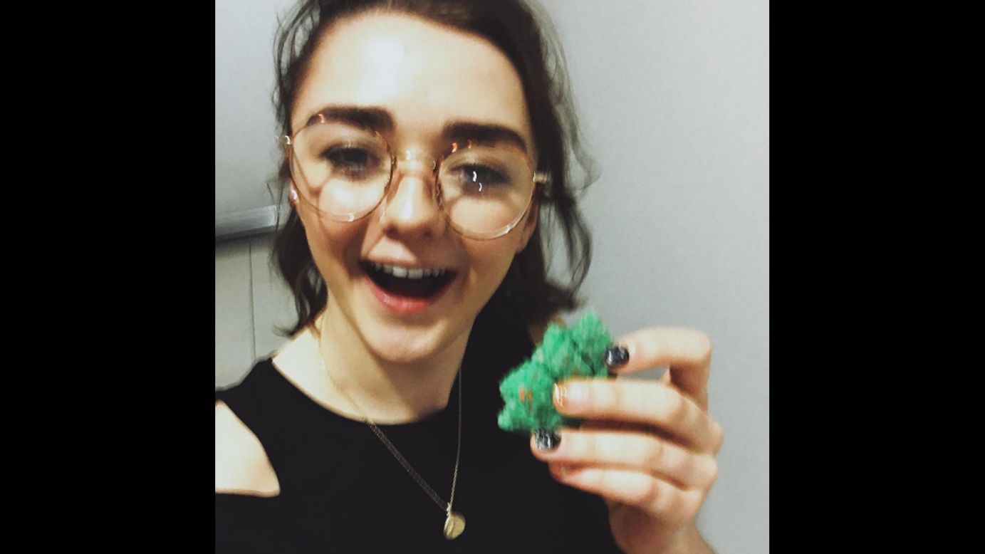 Actress Maisie Williams brought extra snacks to some fans' "Game of Thrones" viewing party on Sunday, April 24. She also tried some of their snacks. "Thanks for the dragon egg cookies, they were THA BOMB," <a href="https://www.instagram.com/p/BEnHgkfnqlC/" target="_blank" target="_blank">she said on Instagram.</a>