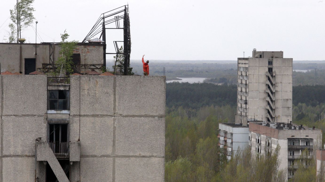 A man takes a selfie on the roof of an abandoned building in Pripyat, Ukraine, on Friday, April 22. Workers of the Chernobyl nuclear plant lived there 30 years ago, before an explosion<a href="http://www.cnn.com/2016/04/25/world/containing-chernobyl-dome-anniversary-radiation/" target="_blank"> tore through a reactor</a> in April 1986.