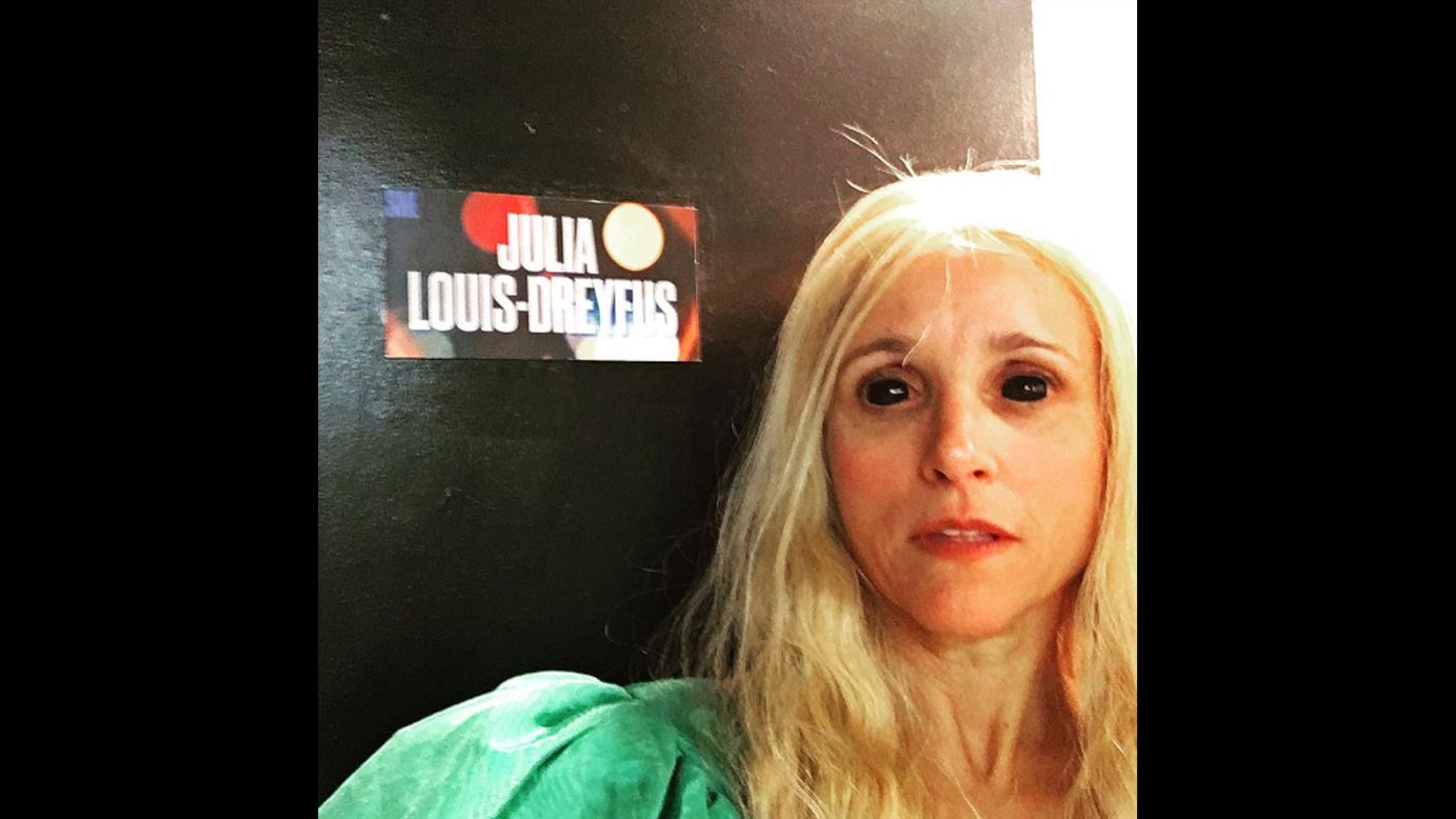 Actress Julia Louis-Dreyfus <a href="https://www.instagram.com/p/BETq-cHOxqn/" target="_blank" target="_blank">takes a selfie in an alien costume</a> that she wore on "Saturday Night Live" on April 17. 