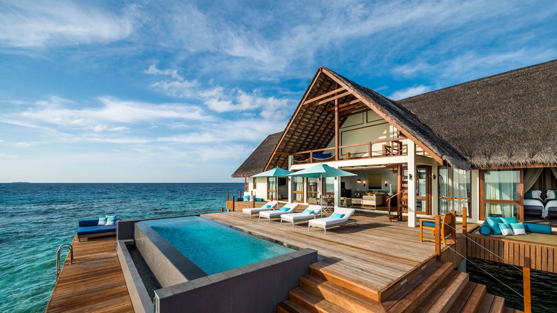 Landaa Giraavaru's Water Villas have floor-to-ceiling windows.