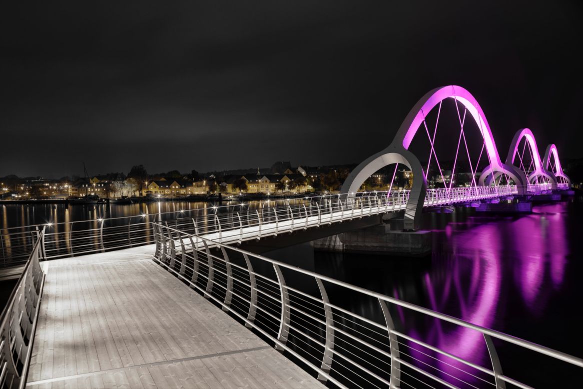 In a rare twist, the <a href="http://www.ljusarkitektur.com/en/" target="_blank" target="_blank">Sölvesborg Bridge</a> -- Europe's longest pedestrian bridge at 2480 feet -- was specially enhanced by a lighting design firm rather than an architect. Ljusarkitektur mounted the structure with color-change LED lights. 