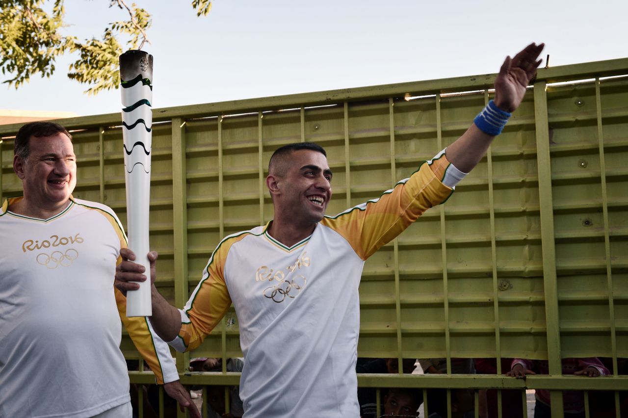 The torch has since been working its way towards Rio and has been carried by numerous athletes and dignitaries. Syrian refugee and amputee swimmer, Ibrahim al-Hussein, passed through the Eleonas refugee camp in Athens with the flame on April 26.