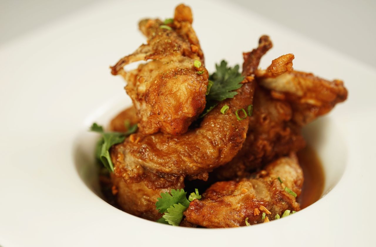 Chef Leah Cohen's adobo is made with fried quail instead of the traditional chicken or pork.