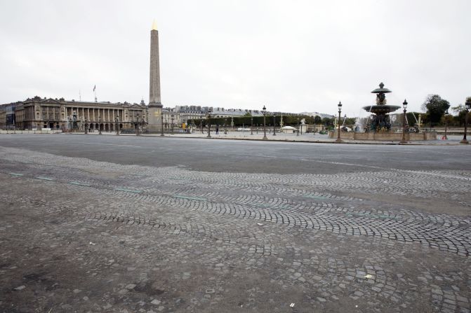 Rush hour traffic normally rumbles through the Place de la Concorde, seen here on a rare car-free day organized by Paris Mayor Anne Hidalgo in 2015.