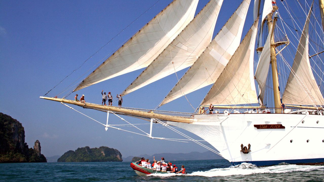 The Star Flyer offers island-hopping throughout the Mediterranean nearly year-round, with Asian trips out of Phuket, Thailand, February through April.