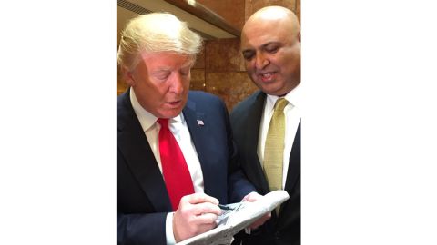 Sajid Tarar, a 52-year-old businessman who hosted an American Muslims for Trump event in his Baltimore home, is pictured with Donald Trump.