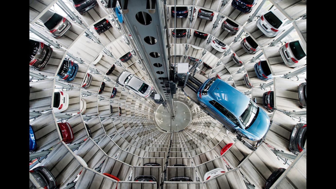 New Volkswagen cars are parked at a plant in Wolfsburg, Germany, on Thursday, April 28.